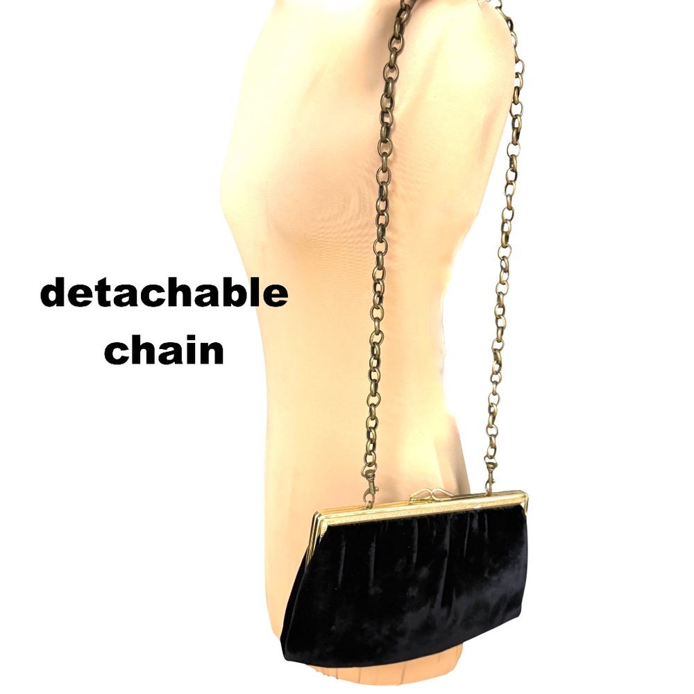bag black vintage Tuerkes Beckers velvet detachable chain strap clutch crossbody